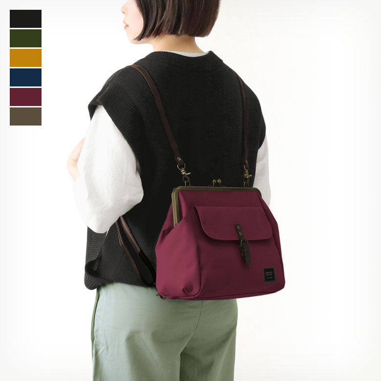 【在庫商品】がま口フラップ2WAYリュック【コーデュラ(R)】