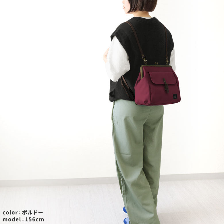 【在庫商品】がま口フラップ2WAYリュック【コーデュラ(R)】
