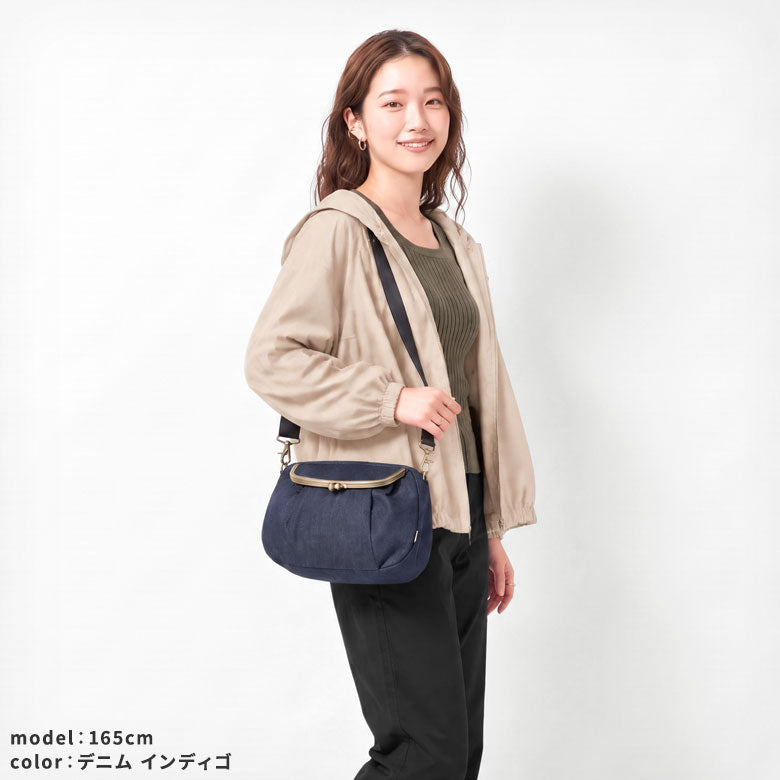 【在庫商品】がま口ショルダーバッグころん【デニム】