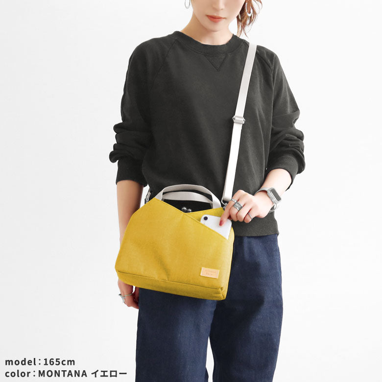 【Article en stock】Sac bandoulière à fermoir clic-clac, effet superposé【Sarei Cordura(R) re/cor(TM) (Cordura Recor)・MONTANA】