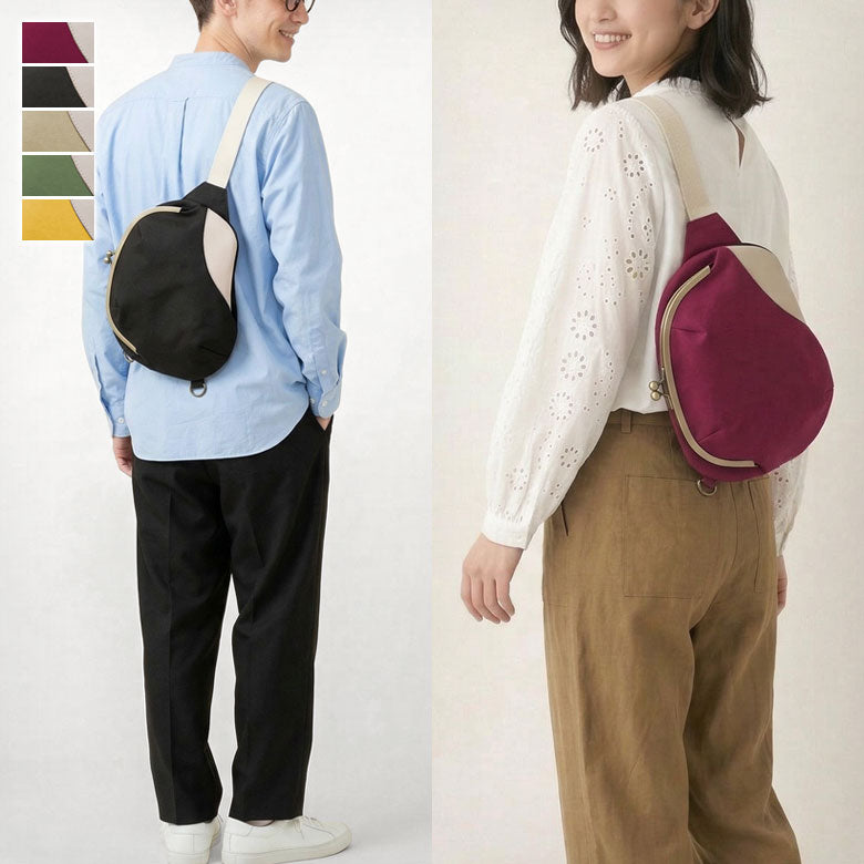 【在庫商品】がま口まめボディバッグ【帆布・無地】※がまろっく付き