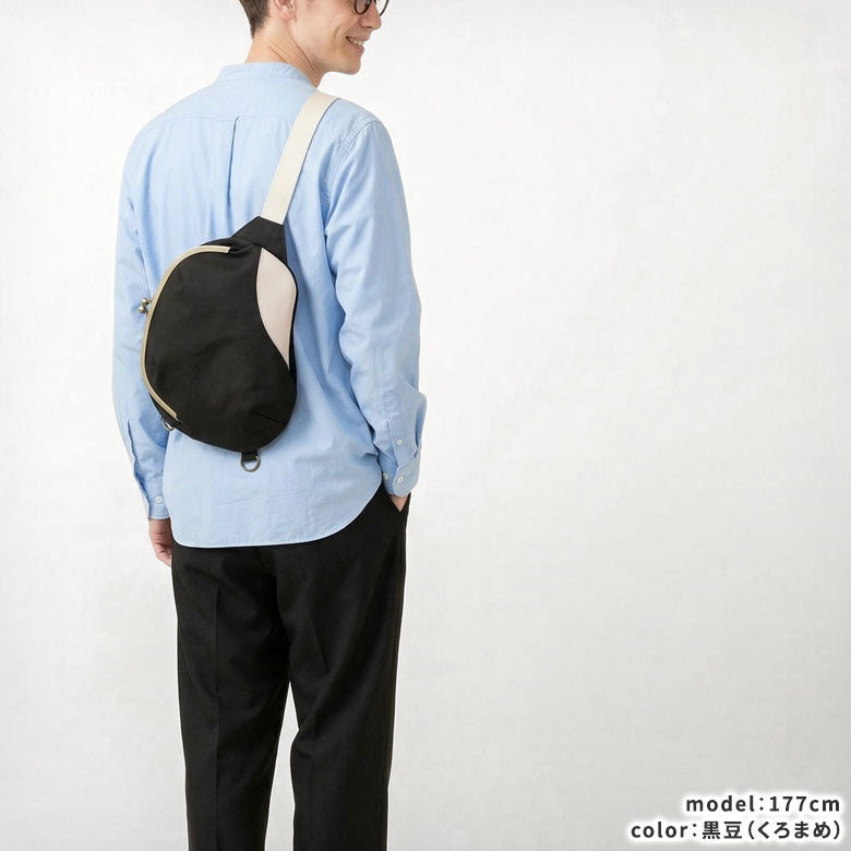 【在庫商品】がま口まめボディバッグ【帆布・無地】※がまろっく付き