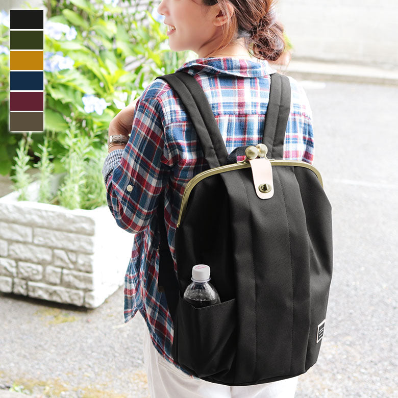 【在庫商品】大玉がま口リュック【コーデュラ(R)】