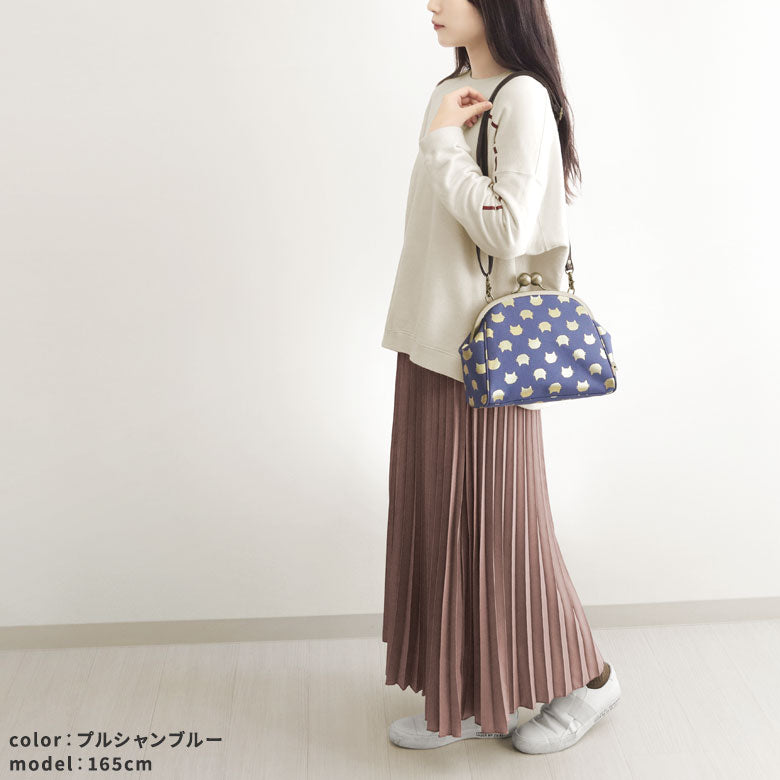 【在庫商品】大玉がま口ポシェット【HAKUにゃんこ】