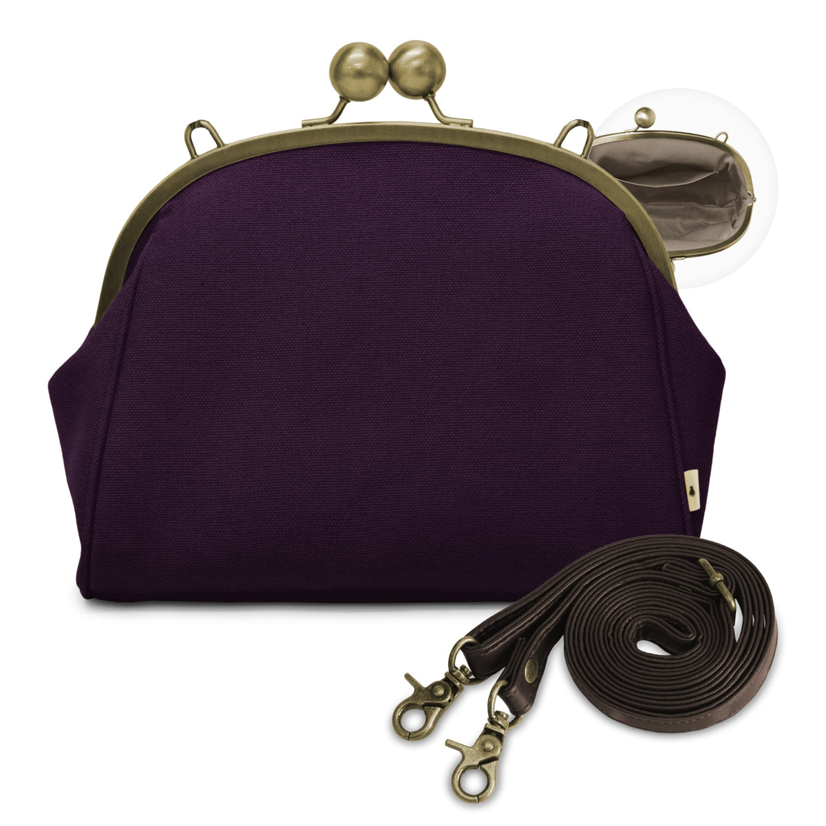 大玉がま口ポシェット【帆布・綿布・デニム(アソート)】