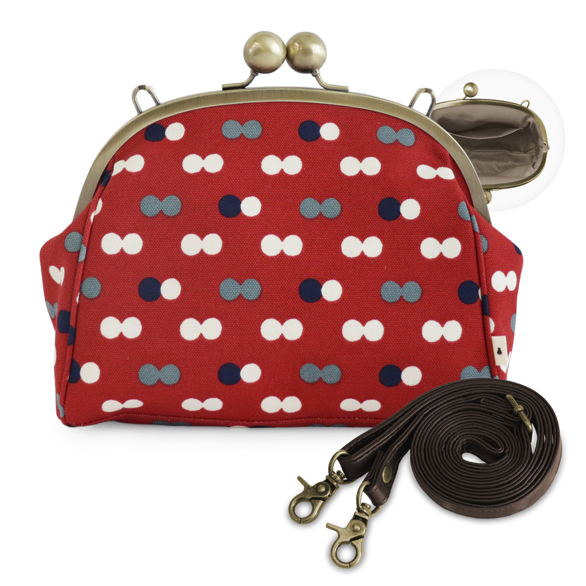 大玉がま口ポシェット【帆布・綿布・デニム(アソート)】