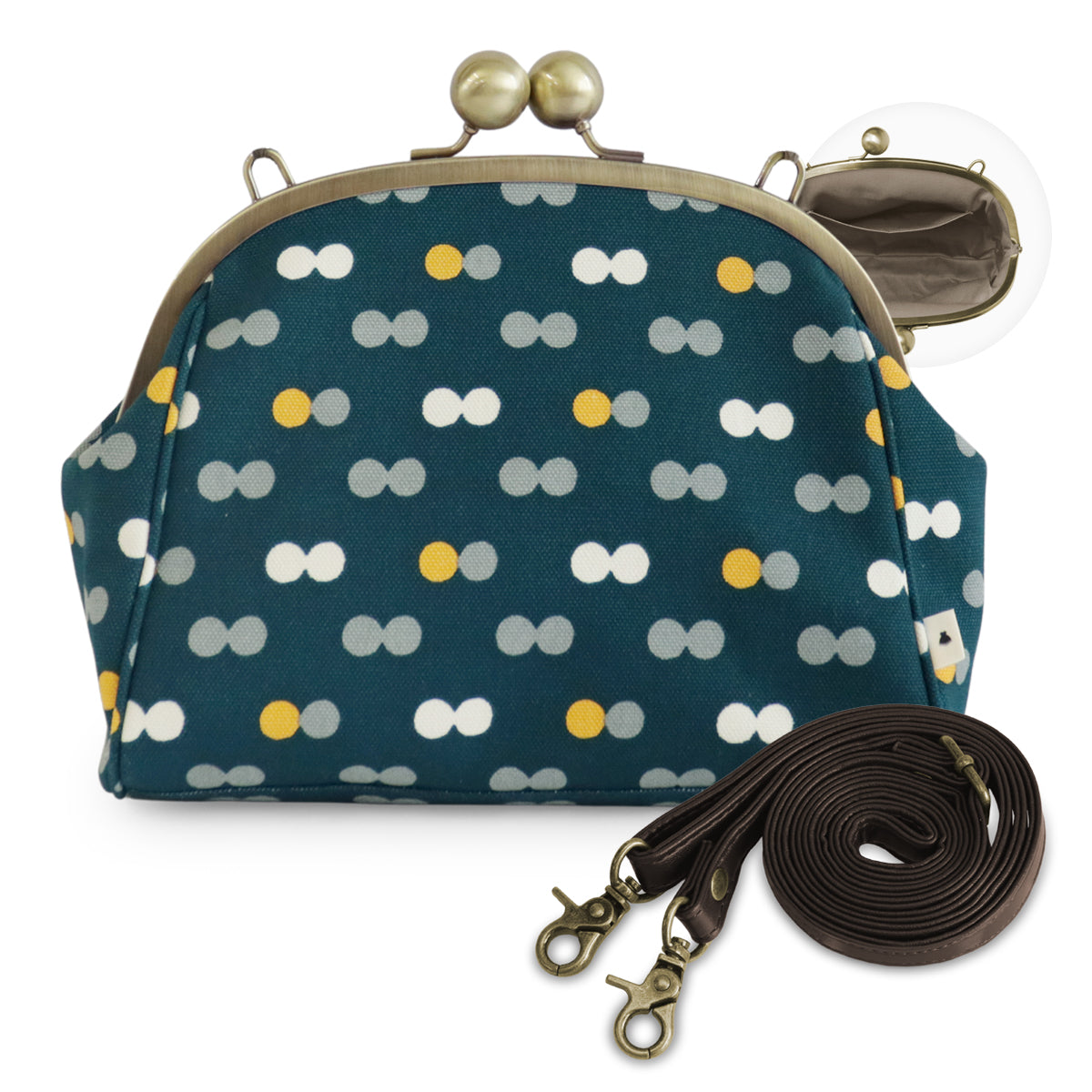 大玉がま口ポシェット【帆布・綿布・デニム(アソート)】