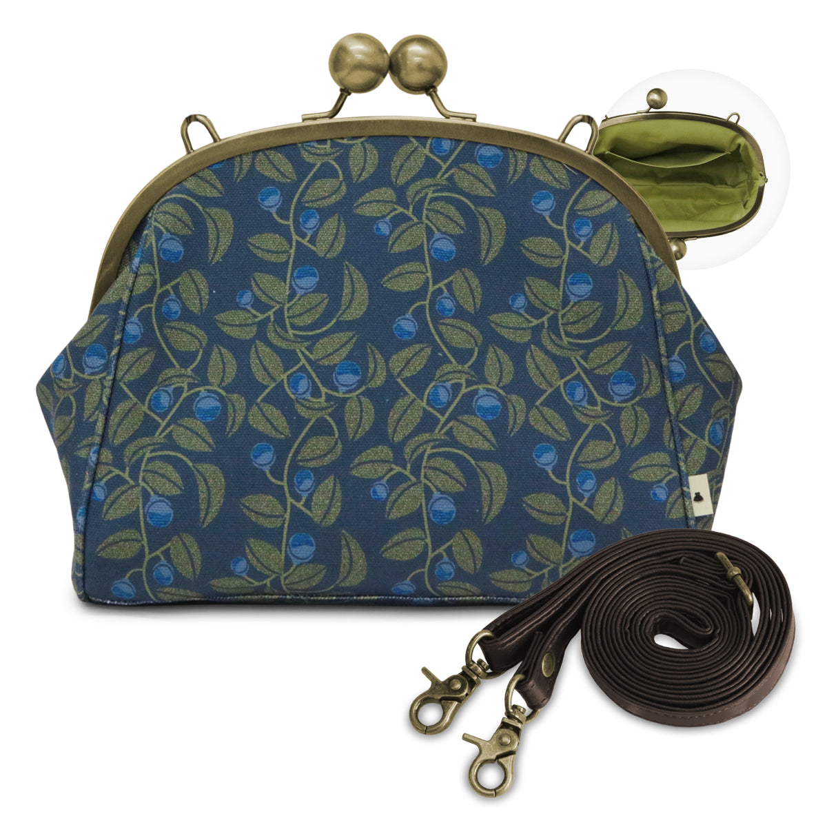 大玉がま口ポシェット【帆布・綿布・デニム(アソート)】