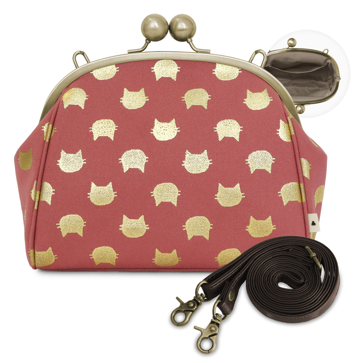 大玉がま口ポシェット【帆布・綿布・デニム(アソート)】