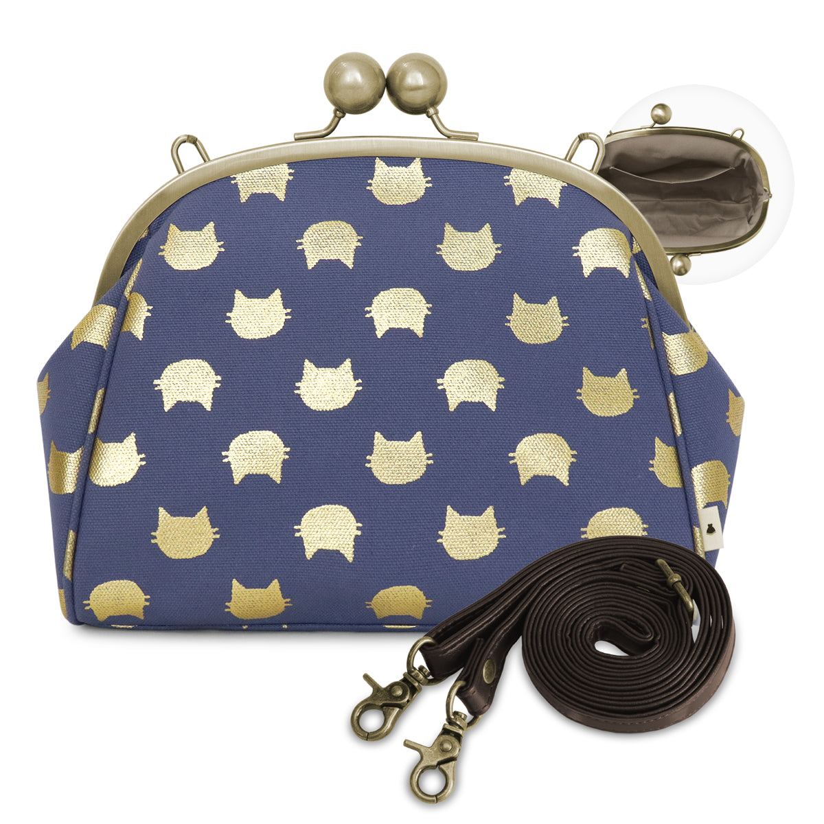 大玉がま口ポシェット【帆布・綿布・デニム(アソート)】