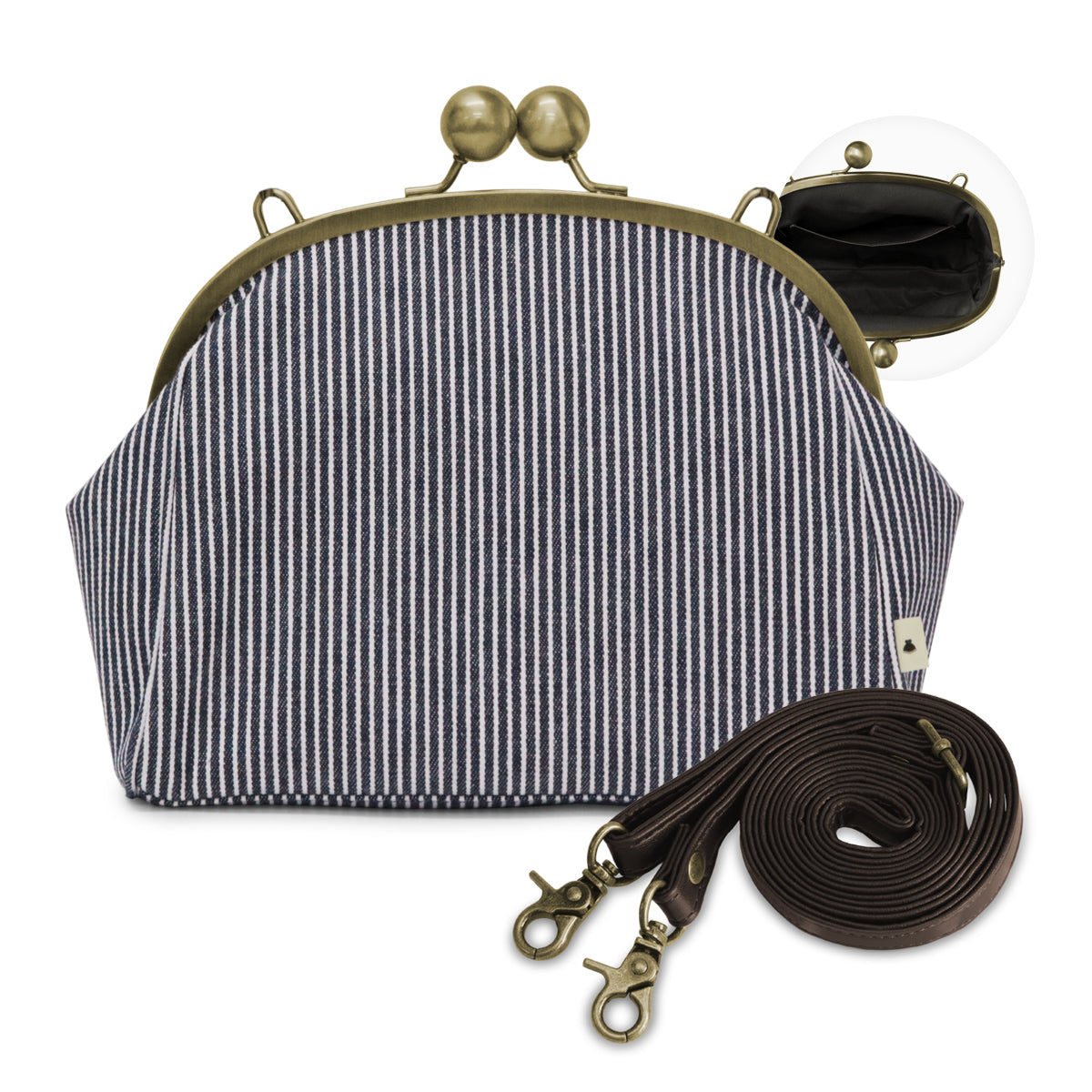 大玉がま口ポシェット【帆布・綿布・デニム(アソート)】