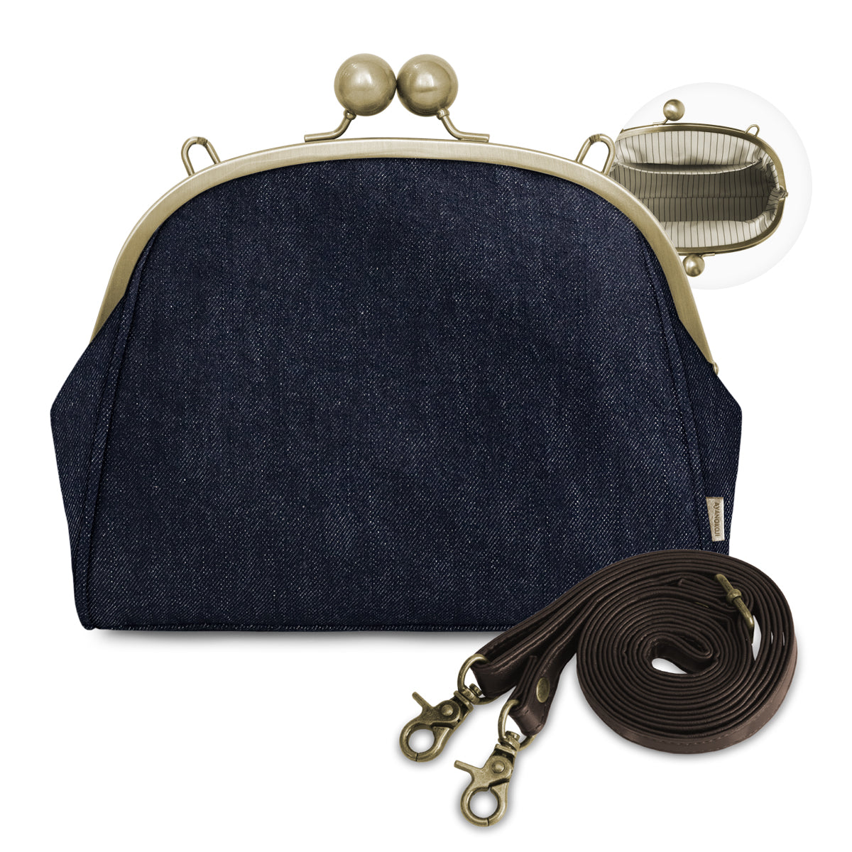 大玉がま口ポシェット【帆布・綿布・デニム(アソート)】