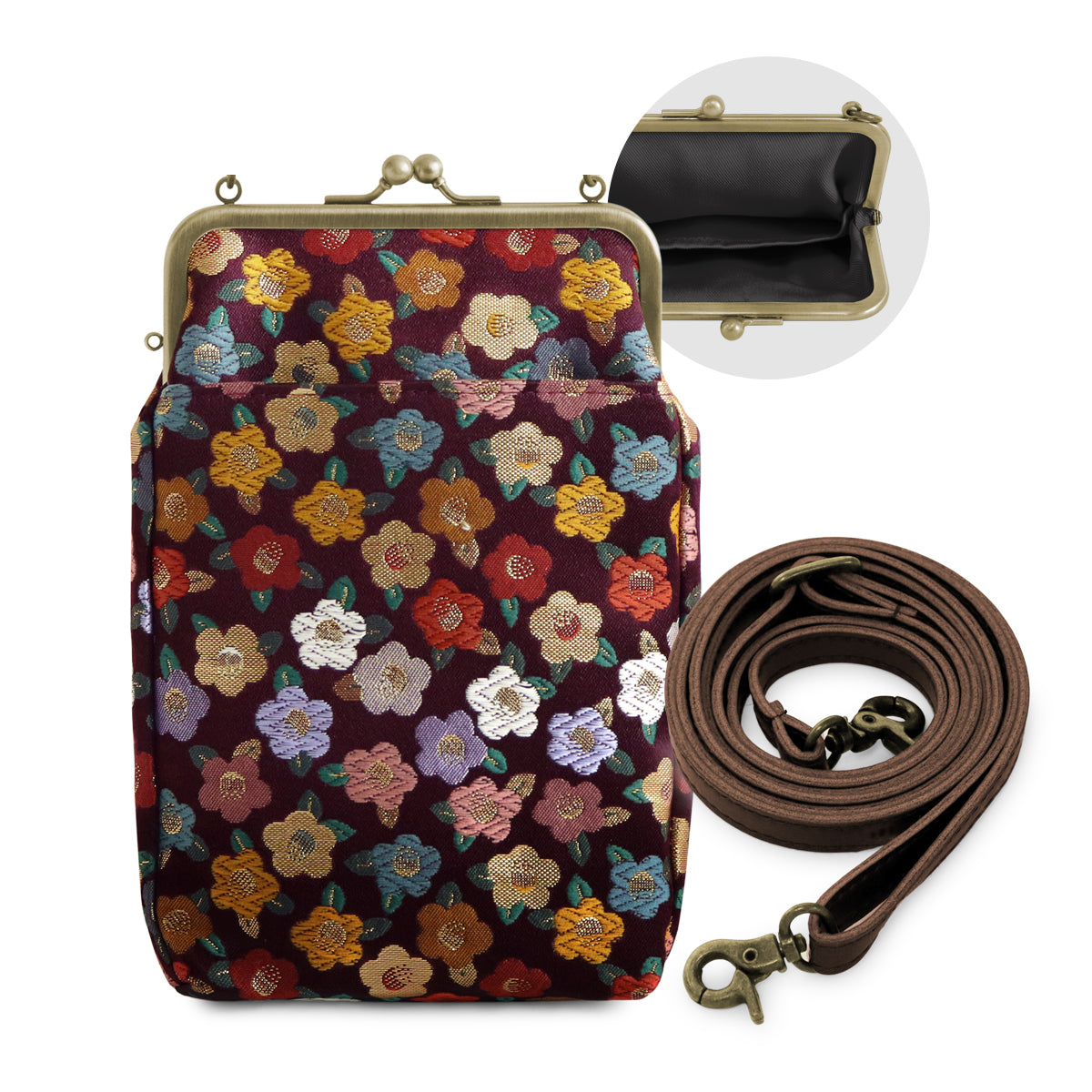 【在庫商品】がま口お散歩ポシェット【金襴】