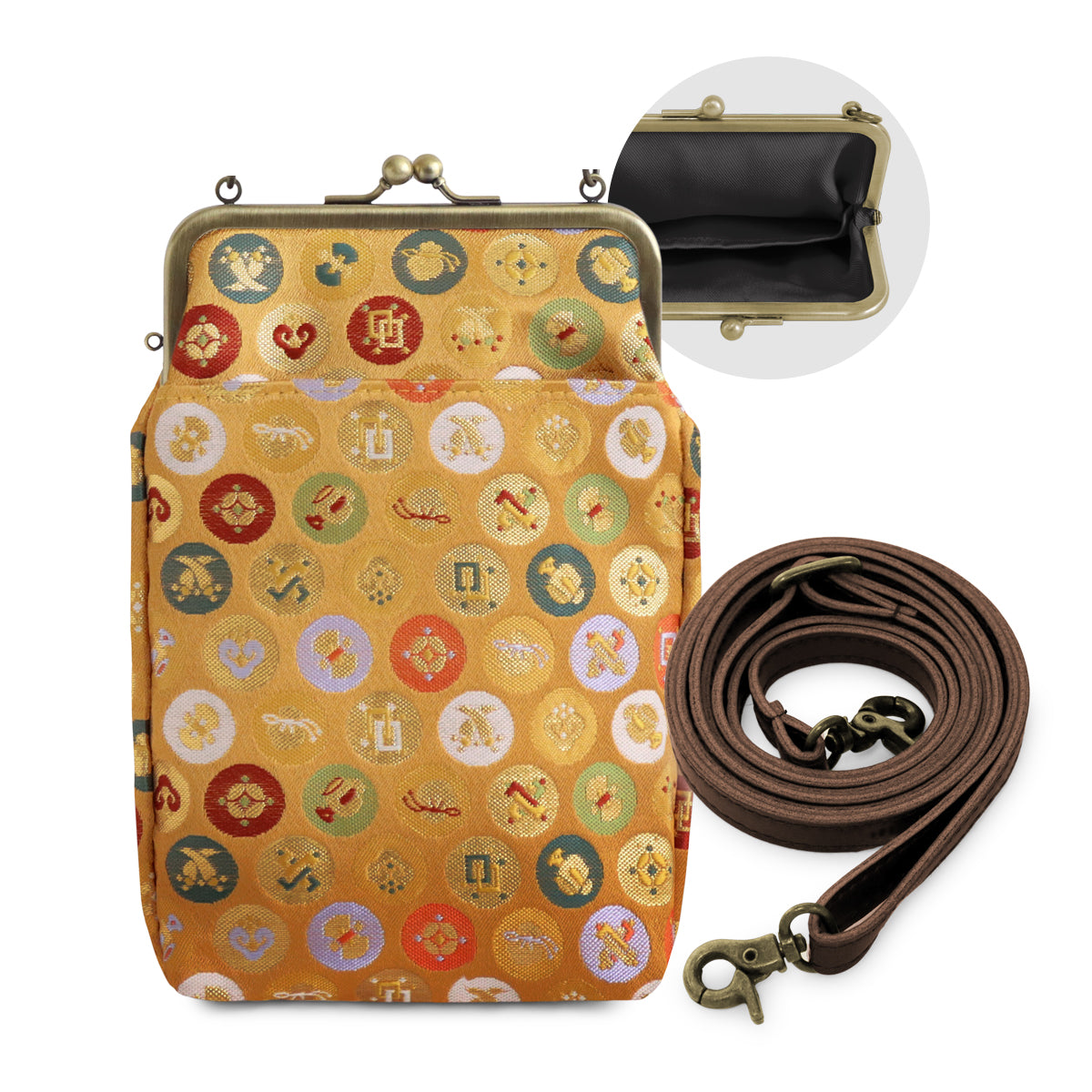 【在庫商品】がま口お散歩ポシェット【金襴】