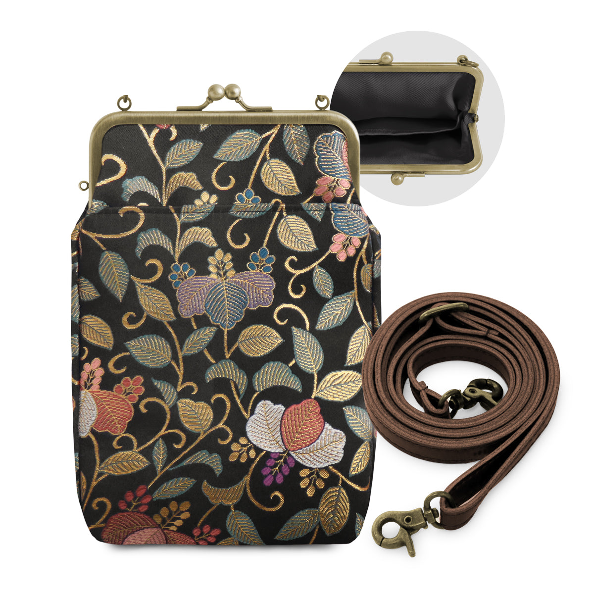 【在庫商品】がま口お散歩ポシェット【金襴】