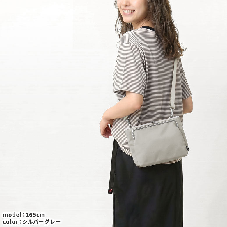 【在庫商品】がま口ポケット付きミニサコッシュ【Sarei シャイニーナイロン】