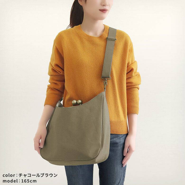 【在庫商品】がま口リムーバブルショルダーバッグ【ライトキャンバス】