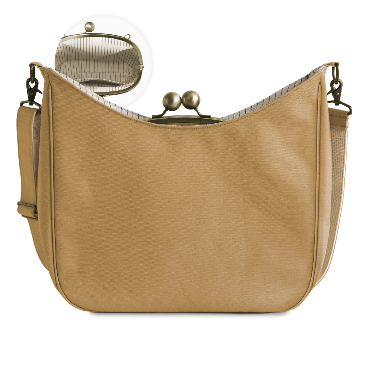 【在庫商品】がま口リムーバブルショルダーバッグ【ライトキャンバス】