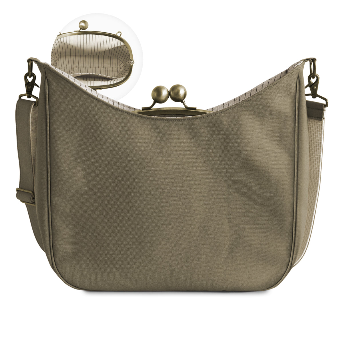 【在庫商品】がま口リムーバブルショルダーバッグ【ライトキャンバス】