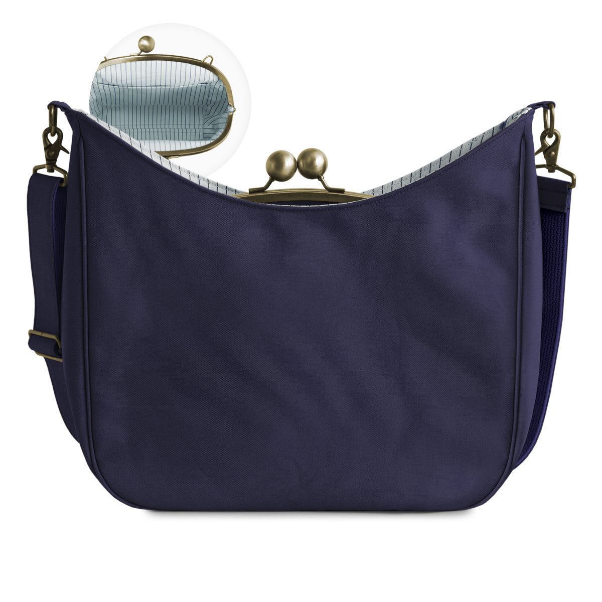 【在庫商品】がま口リムーバブルショルダーバッグ【ライトキャンバス】