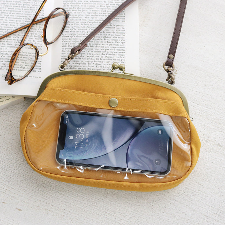 【在庫商品】がま口スマホショルダーバッグ【コーデュラ(R)】