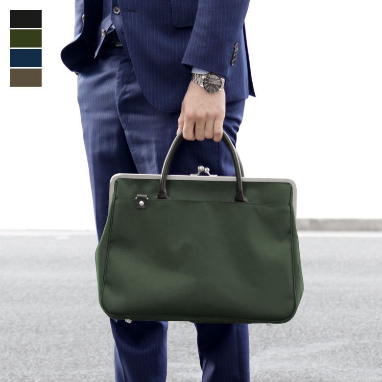 【在庫商品】がま口スーツケースバッグ(革ハンドル)【コーデュラ(R)】