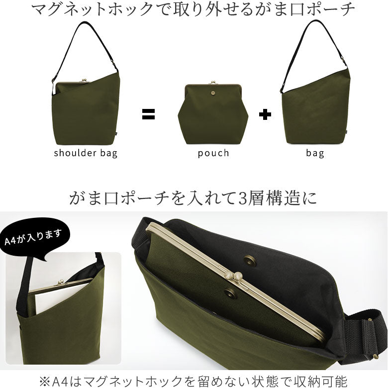 【在庫商品】がま口縦型ワンショルダーバッグ【コーデュラ(R)】