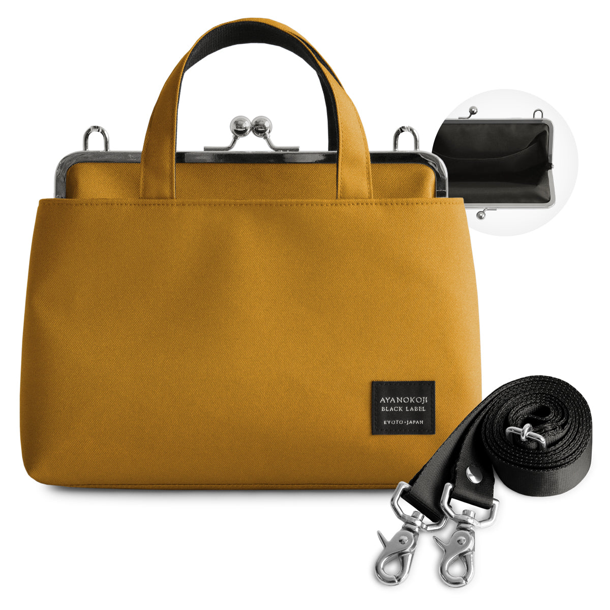 【在庫商品】がま口手提げ&ショルダーバッグ【コーデュラ(R)】