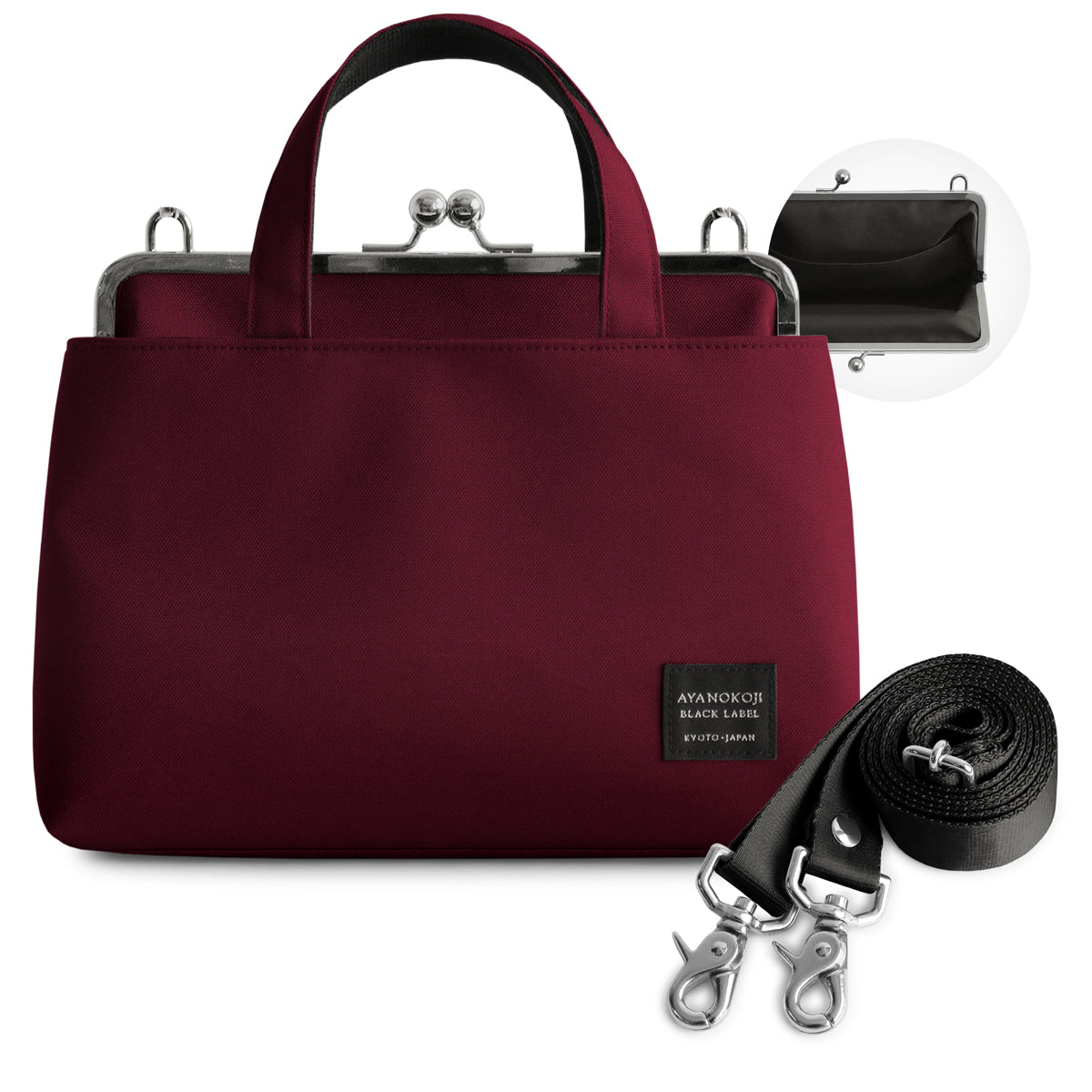 【在庫商品】がま口手提げ&ショルダーバッグ【コーデュラ(R)】