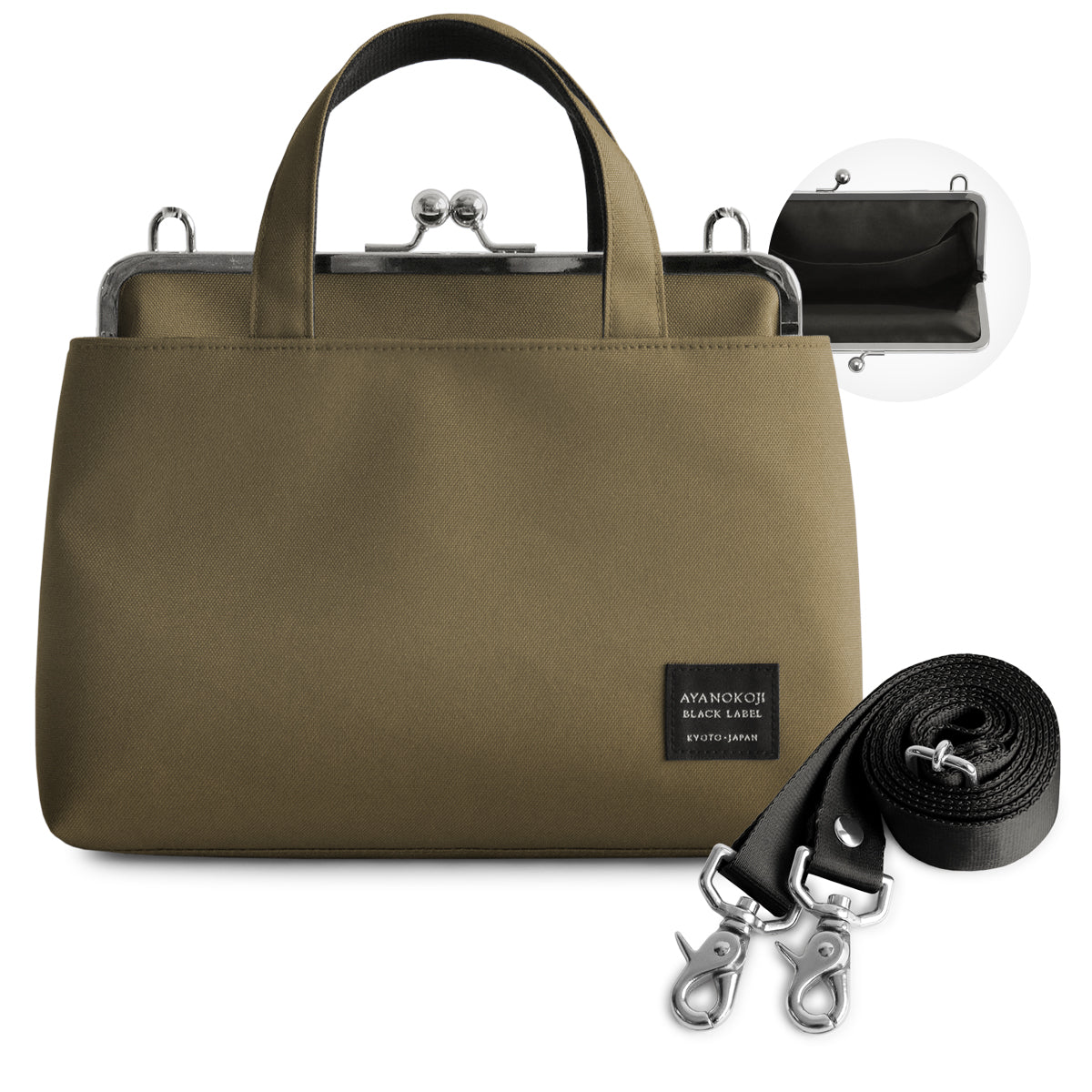 【在庫商品】がま口手提げ&ショルダーバッグ【コーデュラ(R)】