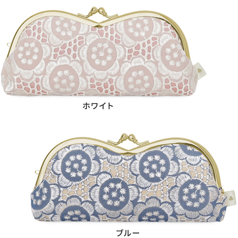 【在庫商品】山型がま口メガネケース【ポリッシュレース】
