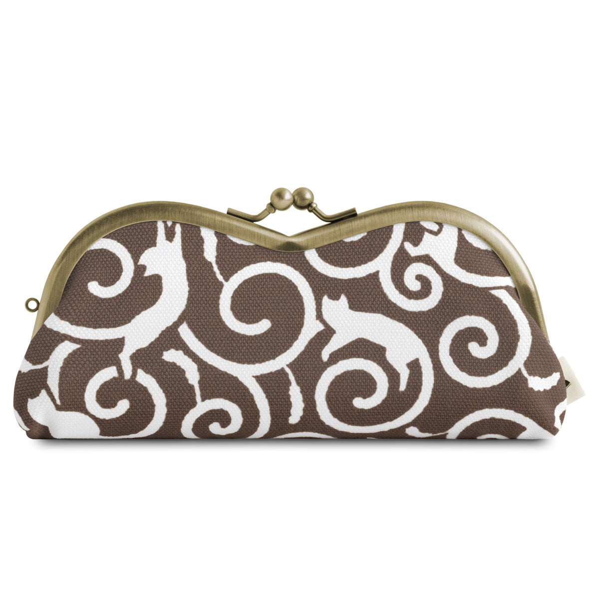 【在庫商品】山型がま口メガネケース【ねこ唐草】