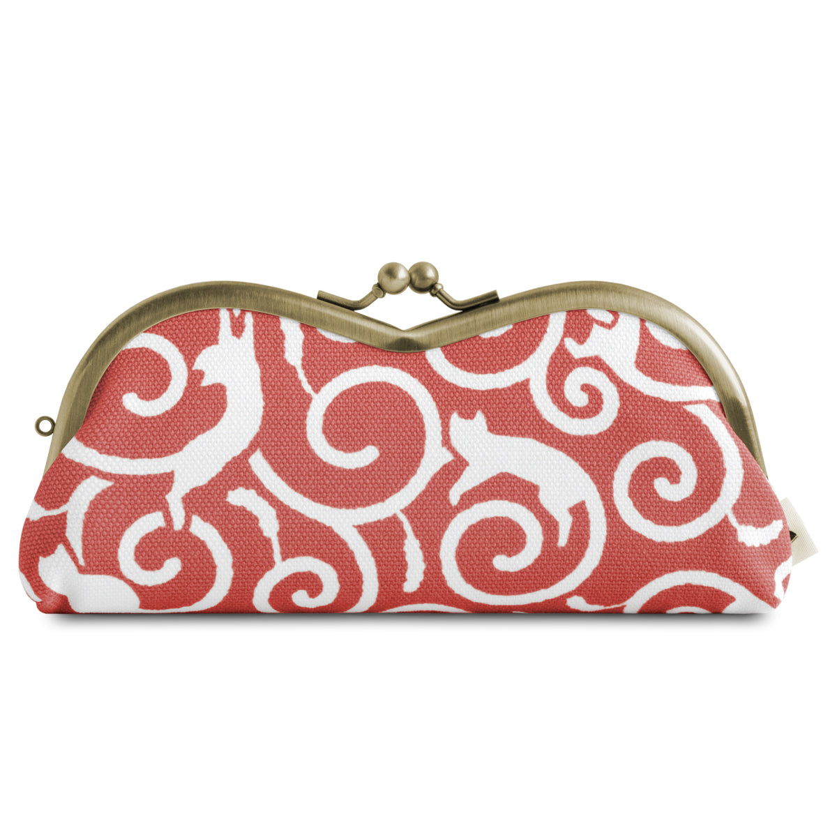 【在庫商品】山型がま口メガネケース【ねこ唐草】