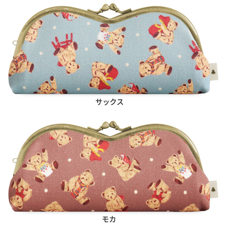 【在庫商品】山型がま口メガネケース【テディベア】