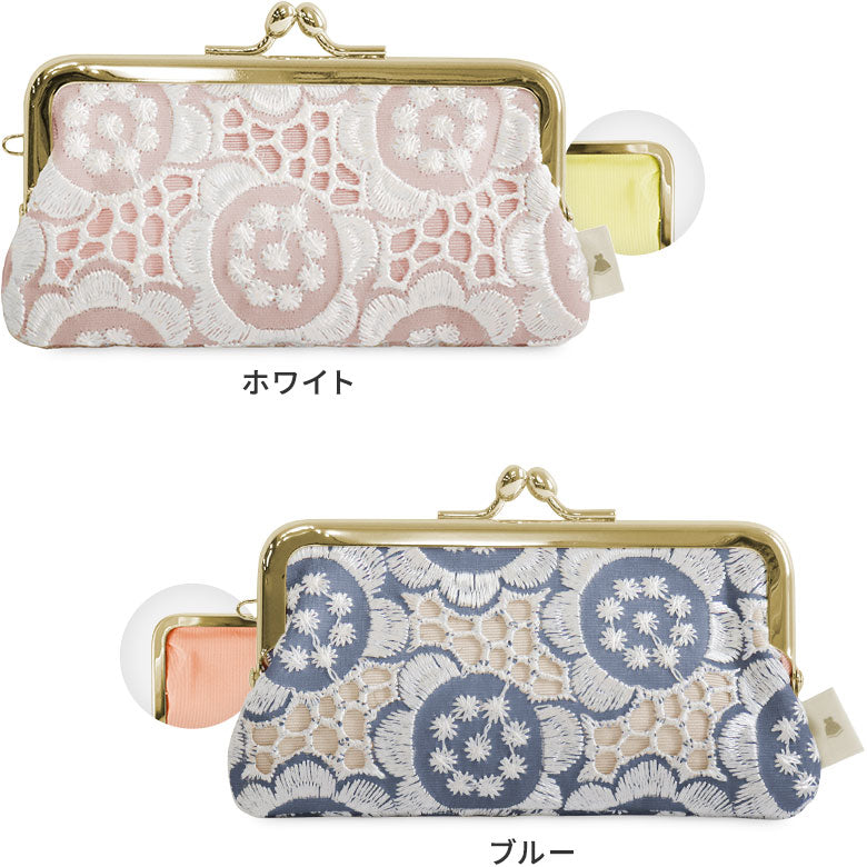 【在庫商品】鏡付きがま口リップケース【ポリッシュレース】