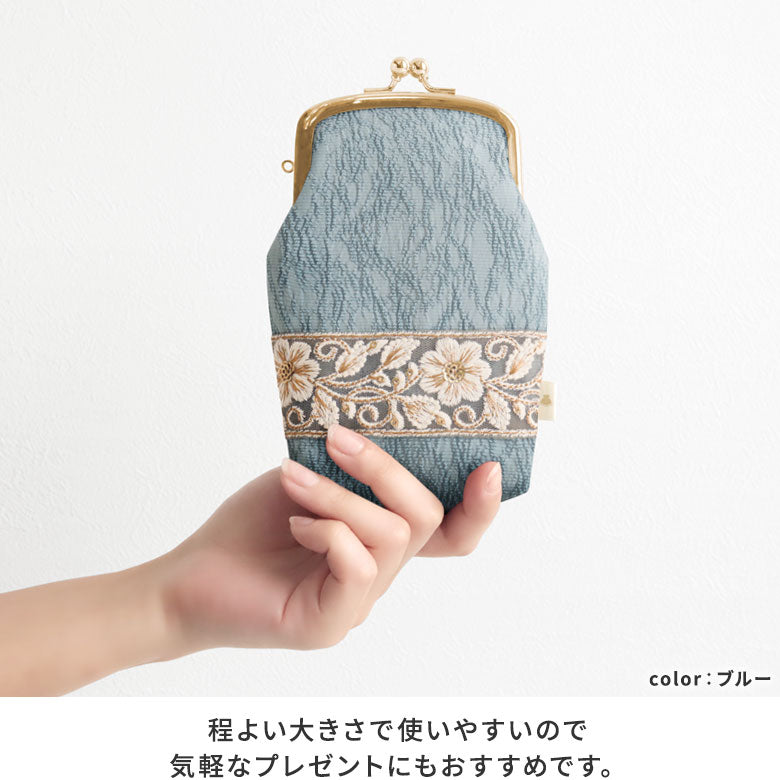 【在庫商品】たて型がま口小物入れ【フラワーリボン】
