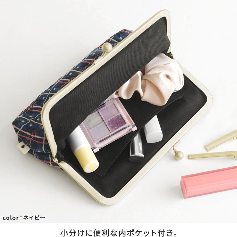 【在庫商品】6寸がま口平ポーチ(マチあり)【ポップチェック】
