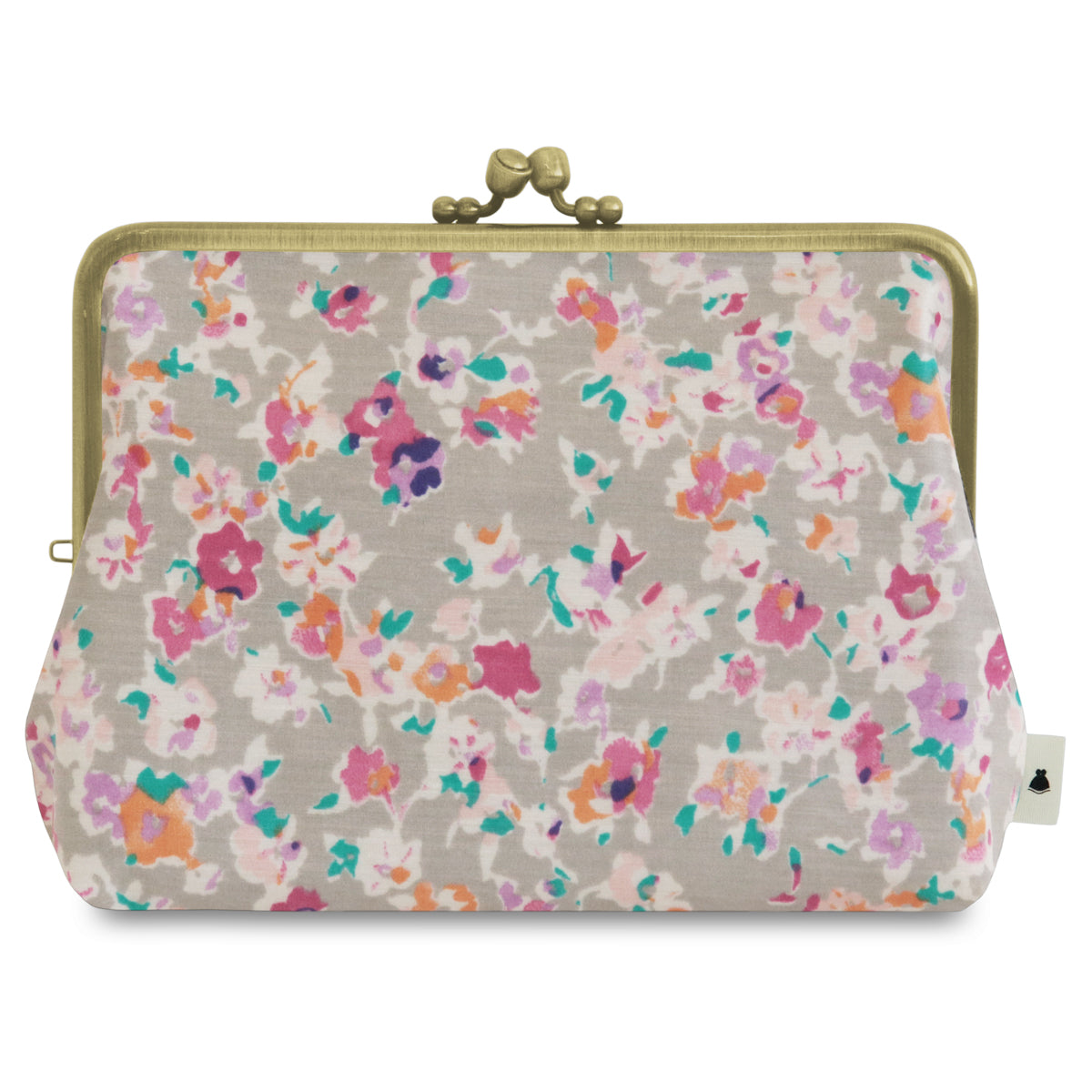 【在庫商品】がま口KAKU型ポーチ【彩りアソート(花柄PVC)】