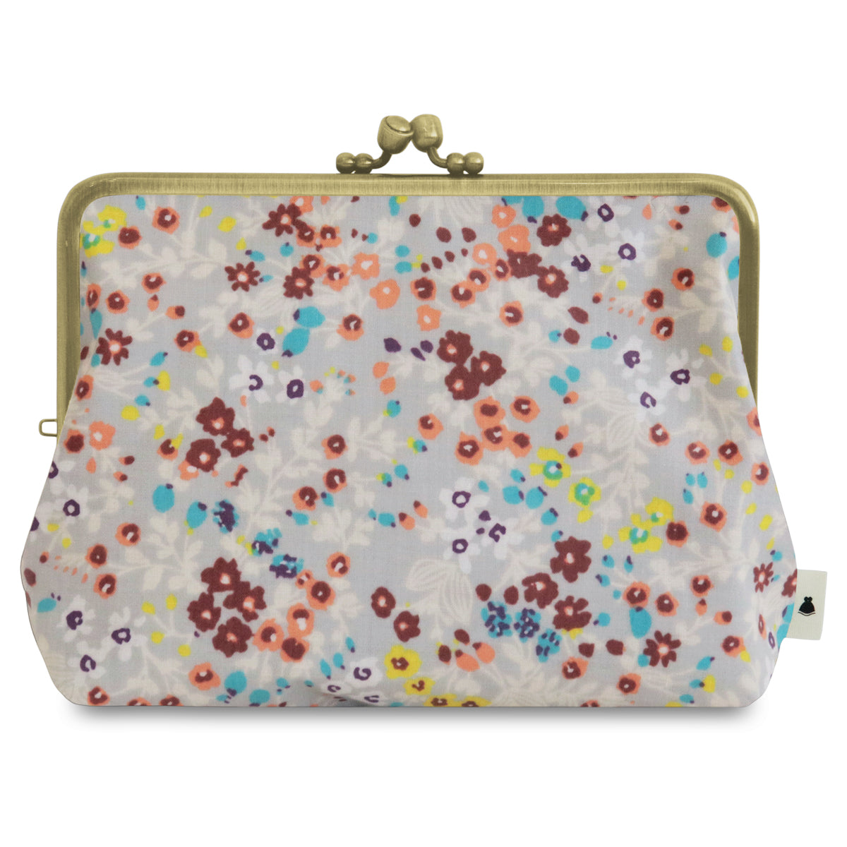 【在庫商品】がま口KAKU型ポーチ【彩りアソート(花柄PVC)】