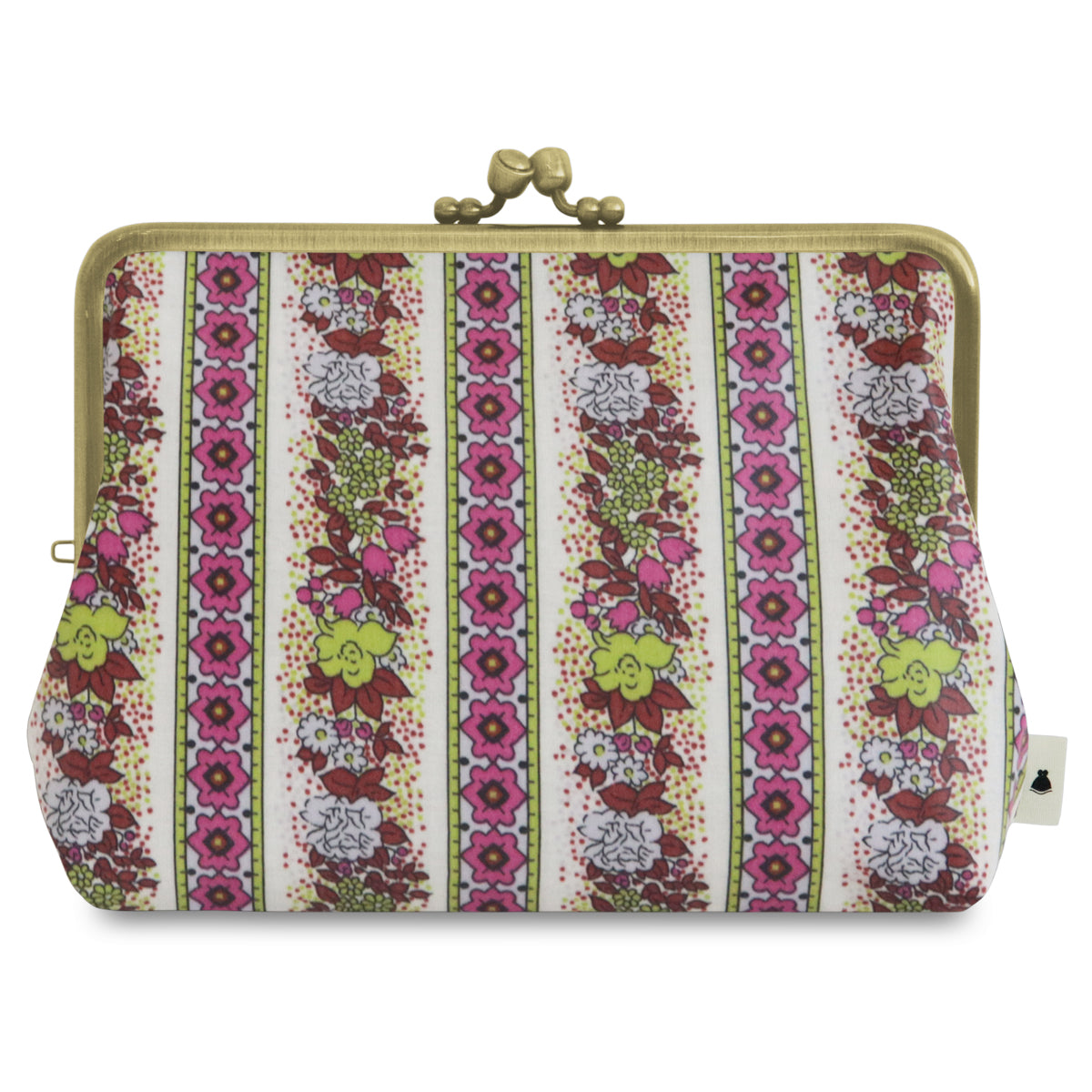 【在庫商品】がま口KAKU型ポーチ【彩りアソート(花柄PVC)】