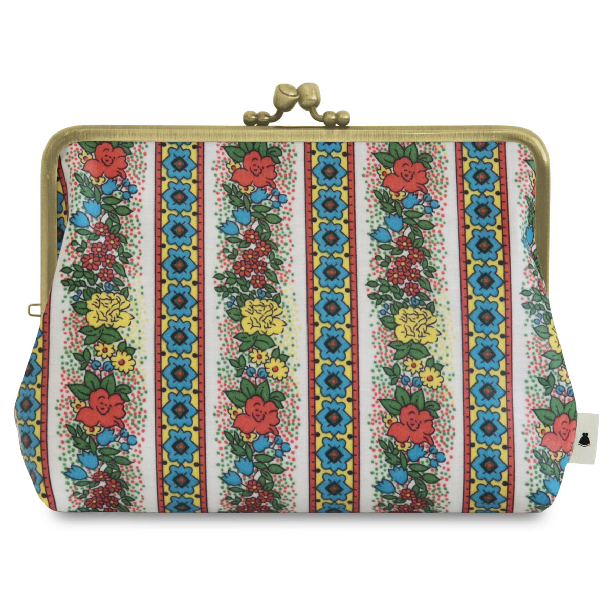 【在庫商品】がま口KAKU型ポーチ【彩りアソート(花柄PVC)】