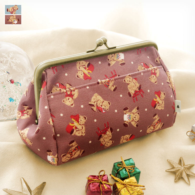 In Stock Item】Kiss-lock Travel Pouch（Light）【Teddy Bear】