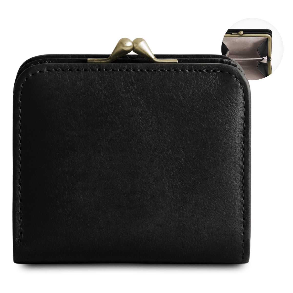 【在庫商品】二つ折りがま口コンパクトウォレット【X_シュリンクレザー】