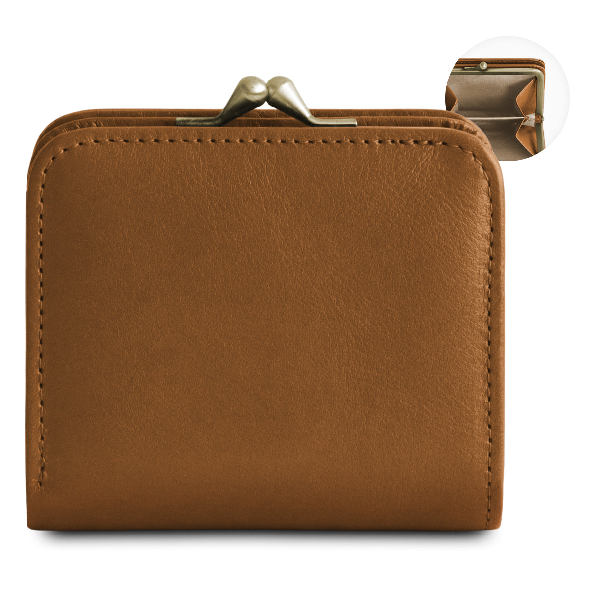 【在庫商品】二つ折りがま口コンパクトウォレット【X_シュリンクレザー】