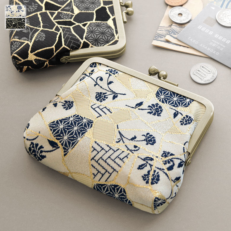 【Article en stock】Portefeuille à fermoir mère-fille plat【Jacquard Kintsugi】