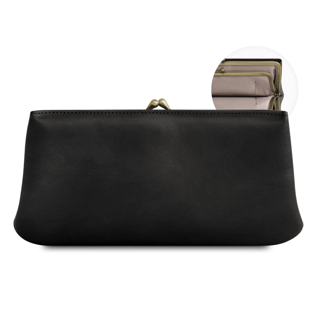 【在庫商品】ポケット付きがま口ロングウォレット【X_シュリンクレザー】