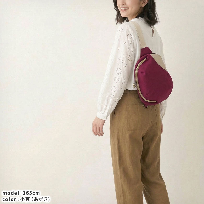 【在庫商品】がま口まめボディバッグ【帆布・無地】※がまろっく付き