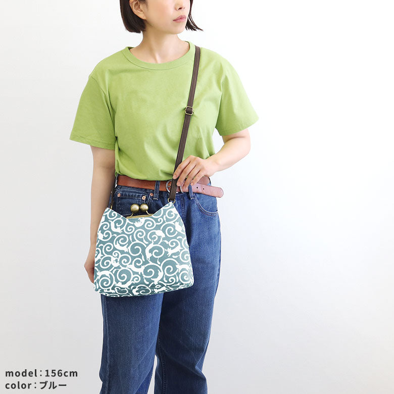 【在庫商品】がま口にゃんこポシェット【ねこ唐草】 WEB限定