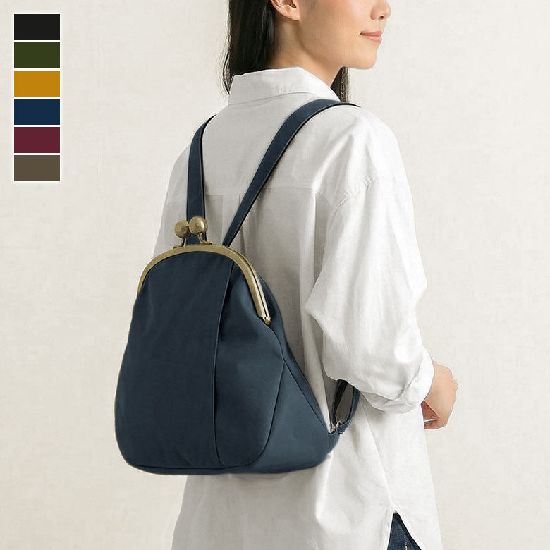 【在庫商品】大玉がま口まるリュック【コーデュラ(R)】※がまろっく付き