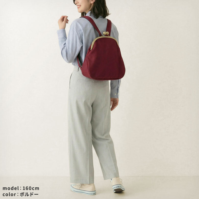 【在庫商品】大玉がま口まるリュック【コーデュラ(R)】※がまろっく付き